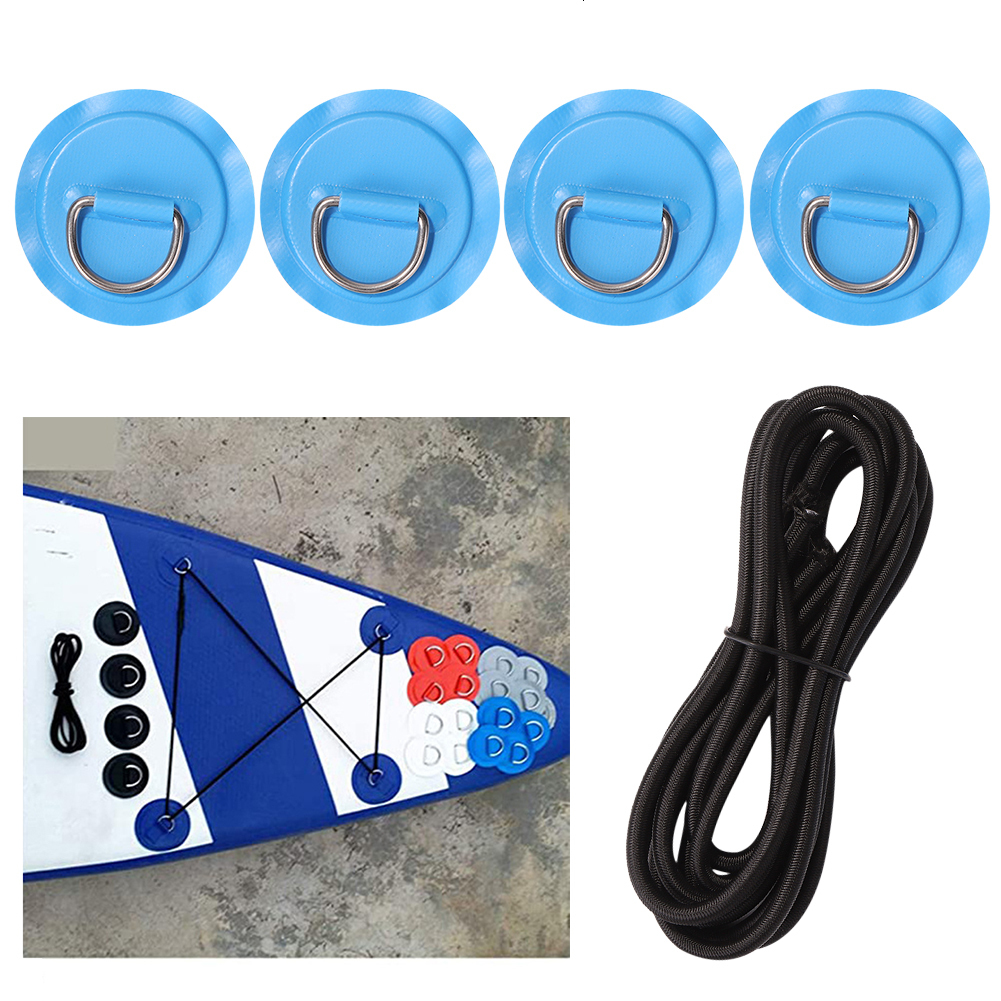 Kayak Accessories Surfboard Replacement Parts Kits Stainless Steel D Ring Patch 2 5m Elastic Rope for SUP Paddle Board 230720