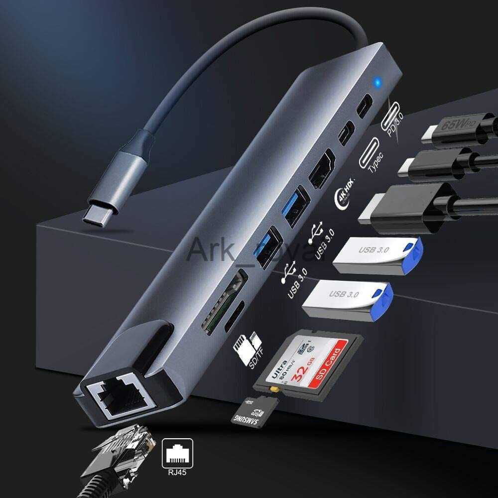Expansion Boards Accessories USB 30 Hub For Laptop Adapter PC Computer PD Charge Dock Station RJ45 HDMIcompatible TFSD Card Notebook TypeC Splitter J2