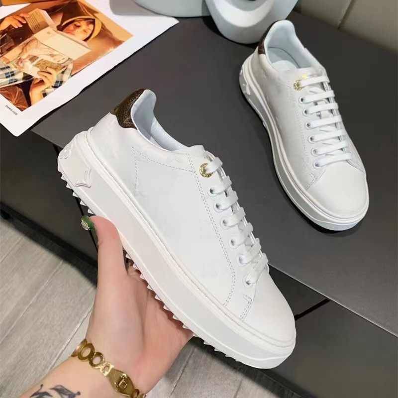 Casual shoes women Designer Shoes Travel leather lace-up sneaker fashion lady Flat Running Trainers Letters woman shoe platform men gym sneakers size 34-42-45 With box