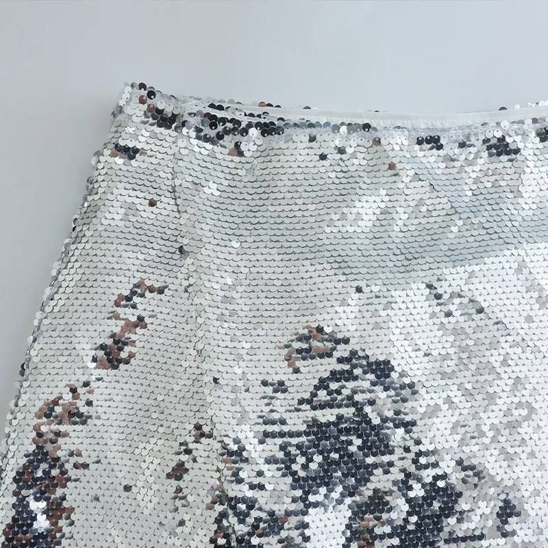 Skirts Sequin Side Split Overskirt Ladies 2023 Spring Street Style Hip Regulai Fit Fashion Women Mini Skirt 230720
