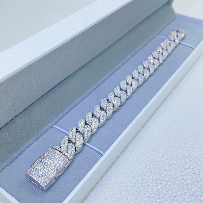 Bracelets cuban link chain Diamond Passed Test 12mm 6/7/8inch S925 Sterling Silver Moissanite Miami for Men Women Nice Gift