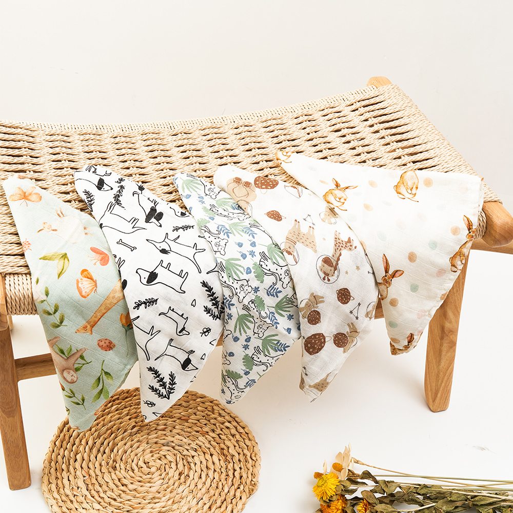 Blankets Swaddling HappyFlute 5Pcs/set Muslin Swaddle Feeding Burp Cloth born Soft Cotton 60*60cm 230720