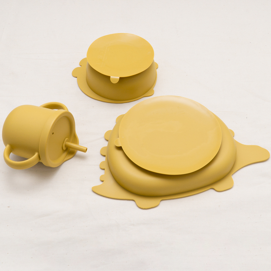 Cups Dishes Utensils BPA Free Baby Silicone Sucker Bowl Plate Children's Tableware Training Fork Spoon Portable Feeding Snack Cup Dining Applianc