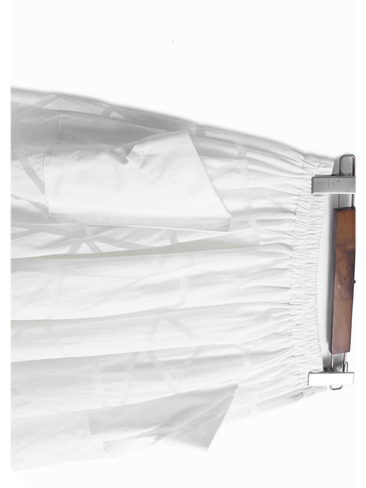 Skirts EAM High Elastic Waist White Fold Pocket Long Casual Halfbody Skirt Women Fashion Spring Autumn 2023 1DF7942 230720