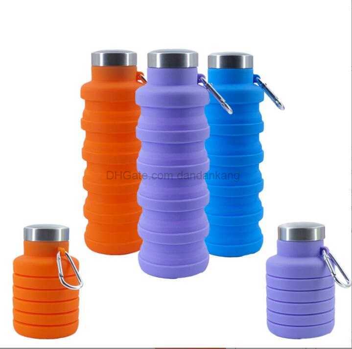 Portable Foldable Water Bottles 550ml Silicone Folding Cup Collapsable Travel hiking camping cycling Drinking glass Cups Z260202