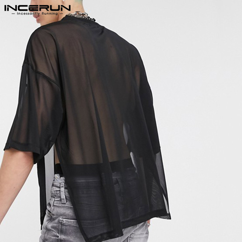Men's TShirts Fashion Mesh Men T Shirt Sexy O Neck Short Sleeve See Through Nightclub Party Tshirts Men Street Tee Tops S5XL INCERUN 230720