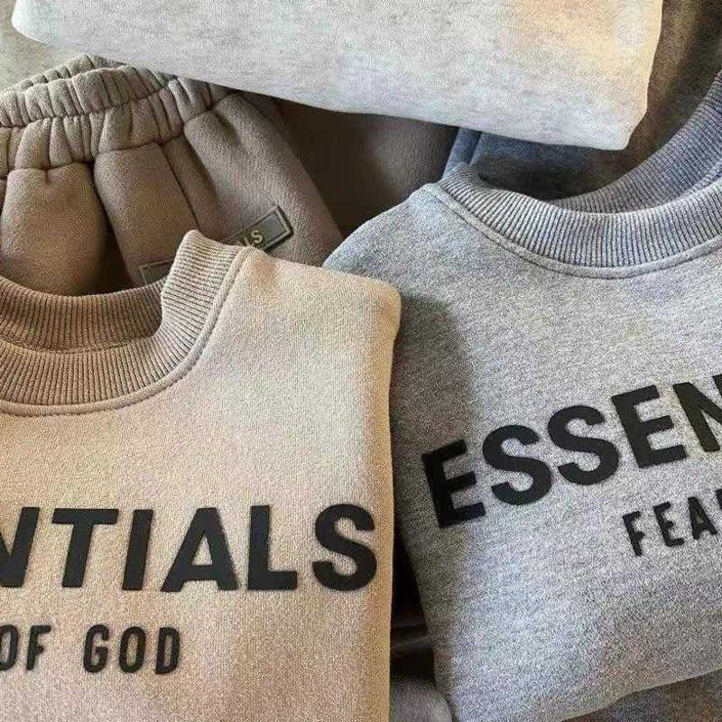 Boys And Girls Clothes Two Piece Set Baby Pullover Plush Sweatsuits Autumn Winter New Letter Print Round Neck Suit