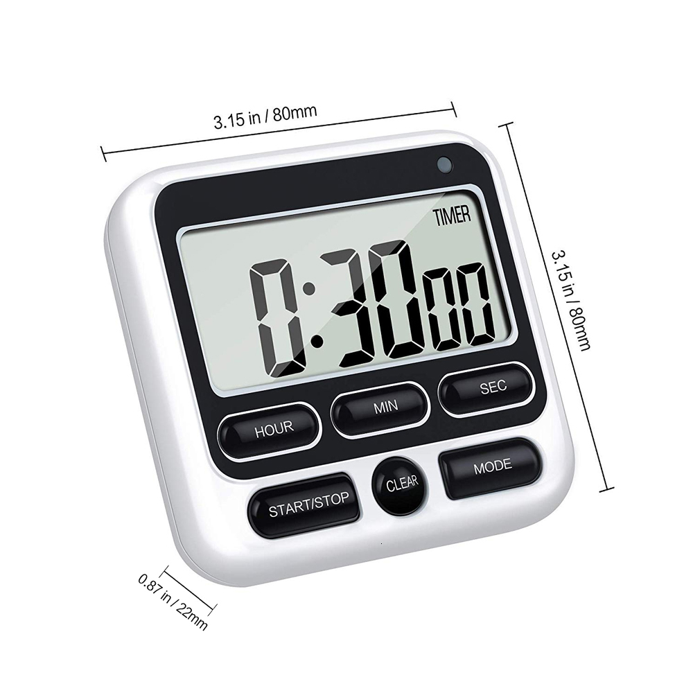 Kitchen Timers Digital Screen Timer Large Display Square Cooking Count Up Countdown Alarm Clock Sleep Stopwatch 230721