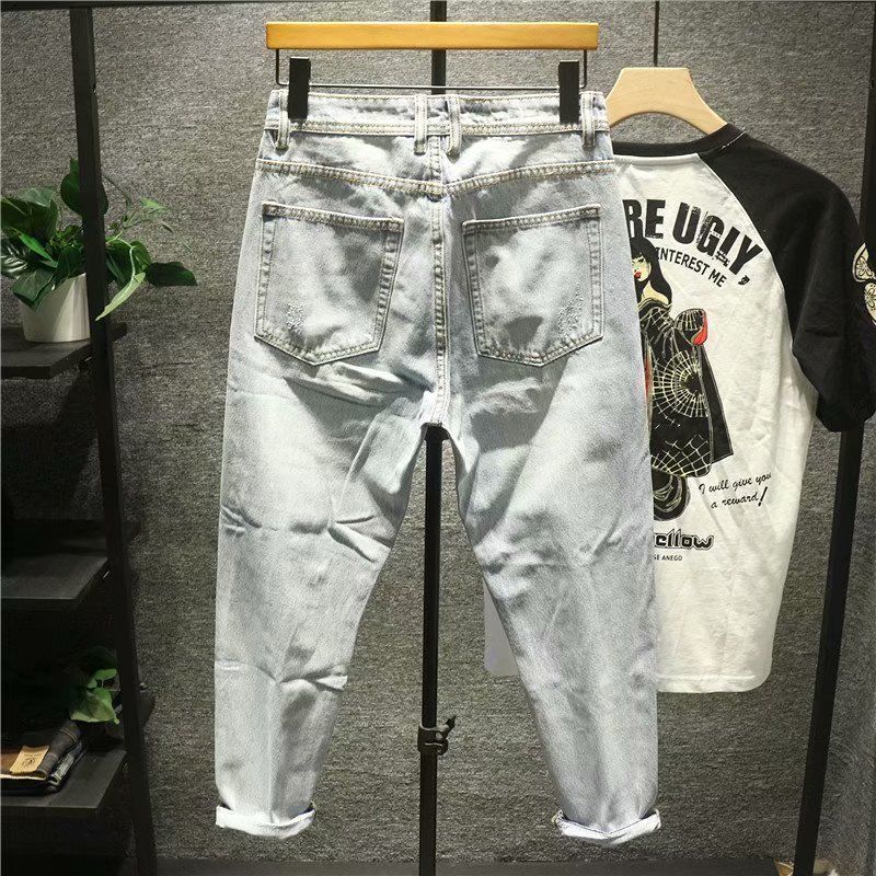 Men's Pants Ripped Jeans for Men Vintage Clothes Patch Hole Beggar Pants Jean Baggy Light Color 90s Streetwear Vintage Trousers 230720