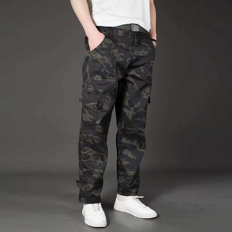 Mens Pants Spring and Autumn Loose Cargo Casual Cotton Work Clothes Multi Pocket H244 230720