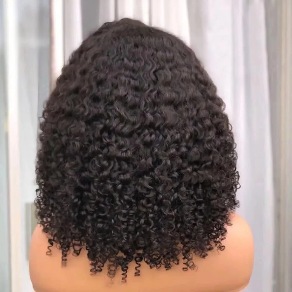 Jerry curly lace front human hair wig afro kinky curly 14inch hd transparent pre pllucked natural cheap for sale 130%density