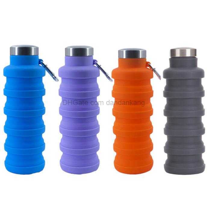 Portable Foldable Water Bottles 550ml Silicone Folding Cup Collapsable Travel hiking camping cycling Drinking glass Cups Z260202