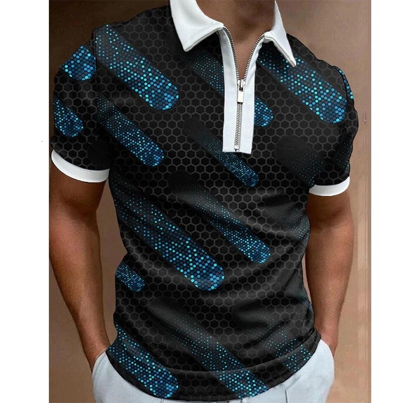 Men's Polos Summer Casual Man Short Sleeved Polo Shirts with Zip Dry Fit Top Quality Men's Clothing Golf Lapel TShirt Fashion Streetwear 230