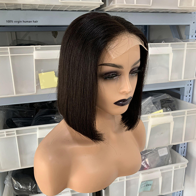 Brazilian 100% Human Hair 4X4 Lace Bob Glueless Wig Silky Straight 150% 180% Density Peruvian Malaysian Hair Products 10-18inch Middle Part