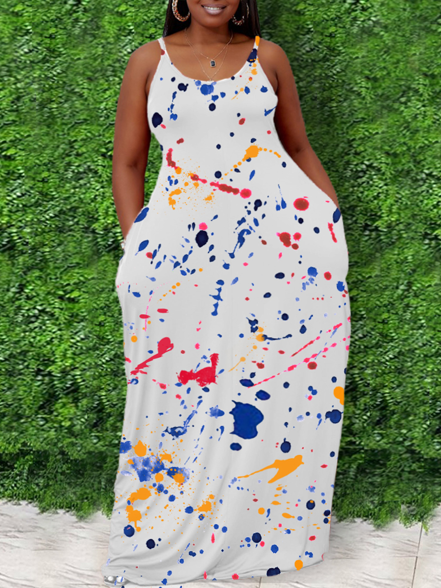 Plus size Dresses LW Plus Size Striped Print Patchwork Deep Blue Floor Length Dress Sexy Evening Maxi Dress Women Party Ladies Elegant Long Dresse 230