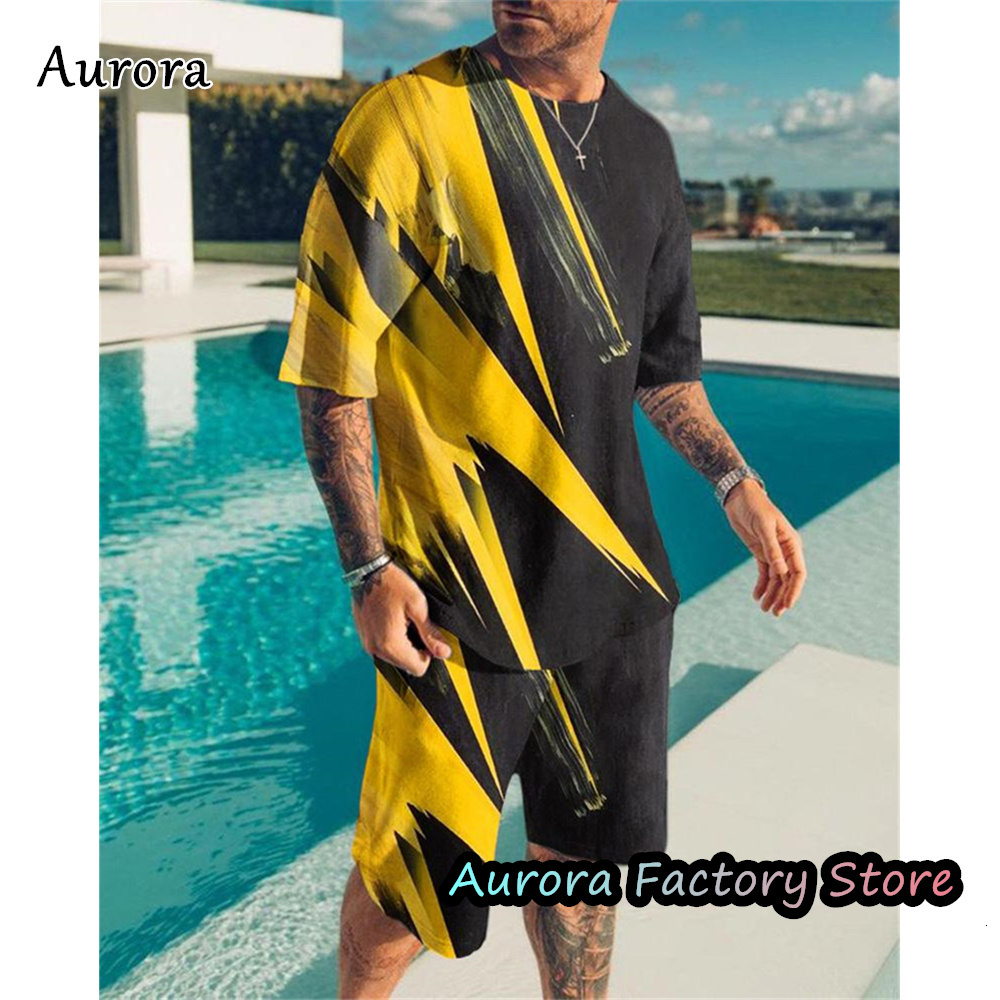 Men's Tracksuits Summer Fashion Trend Tracksuit 3D Print Poker A TShirt Shorts Suit 2 Pieces Casual Outfit Set Male Oversized Clothing 230720