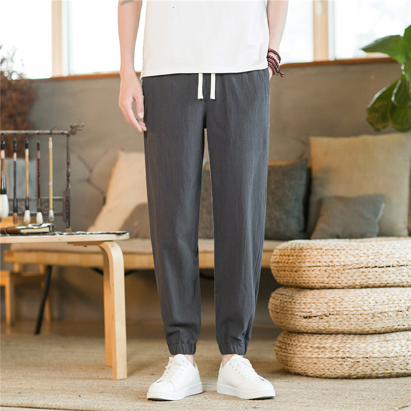Mens Pants Spring and summer linen long legs thin breathable cut pants casual mens ice silk cotton sports chubby 230720