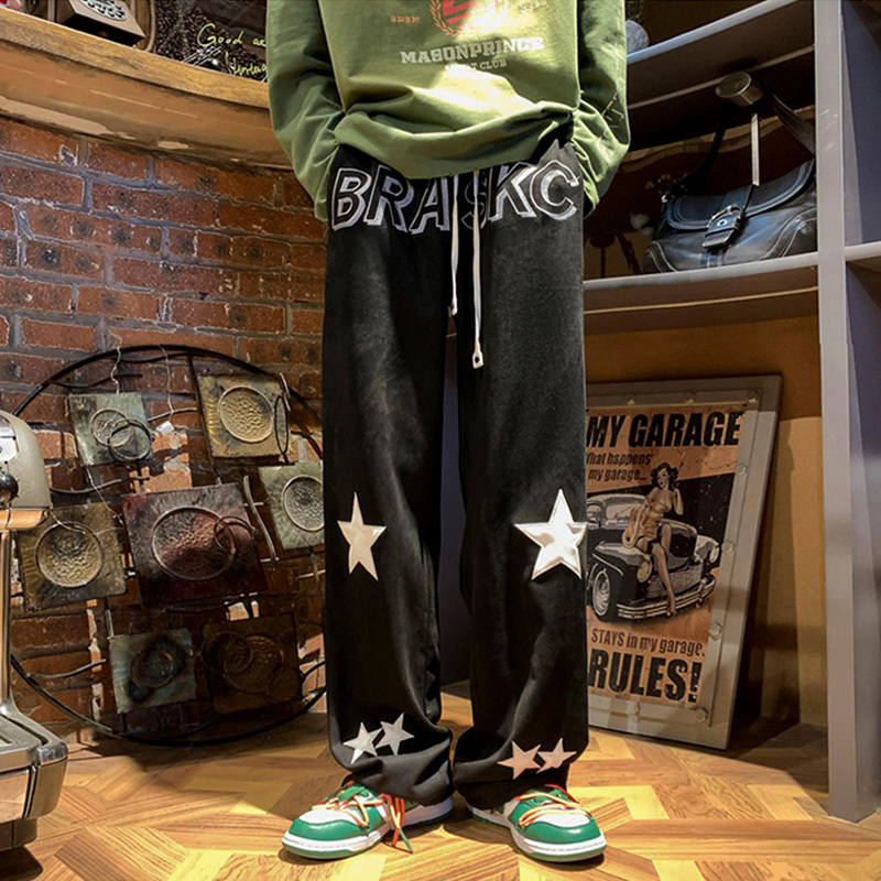 Men's Pants Vintage Print Sweatpants Men Casual Straight Pants Loose Trousers Trend Fashion Streetwear Plus Size Bottoms Male Y2K Clothing 230720