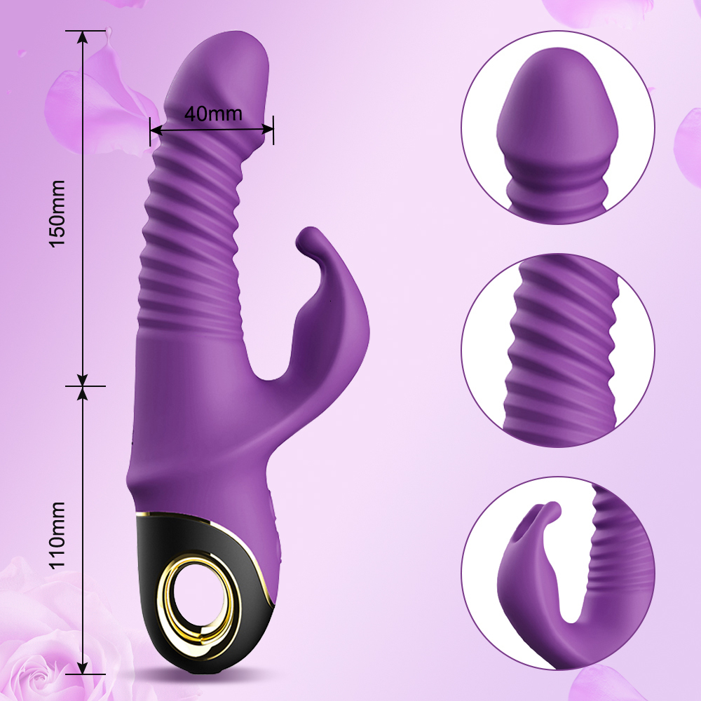 Vibrators Rabbit Thrushing Vibrator Automatic Telescopic G-Spot Clintoris Simulator Female Masturbation Sex Toys For Women Adults 230720