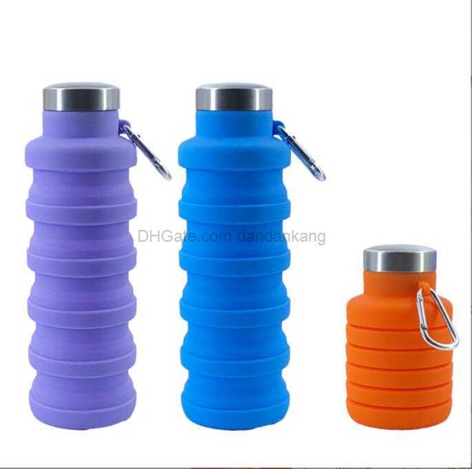Portable Foldable Water Bottles 550ml Silicone Folding Cup Collapsable Travel hiking camping cycling Drinking glass Cups Z260202