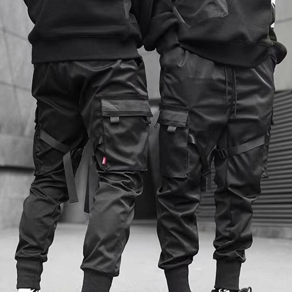Men's Jeans Spring Autumn Pants Trousers Solid Color Multi Pockets Slim Ankle Tied Mid Rise Cargo Fashion 230720