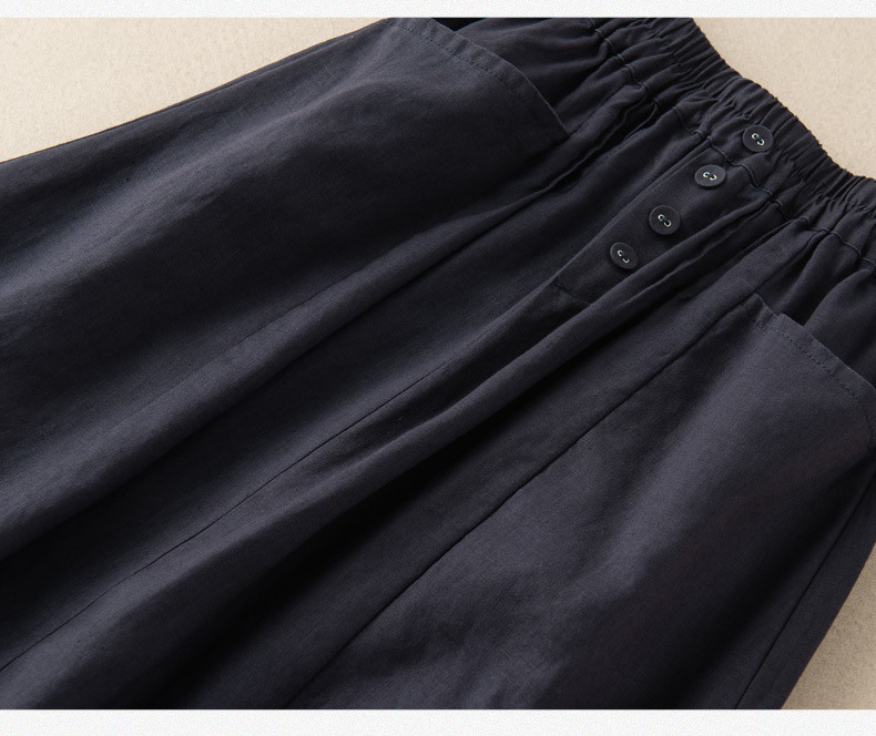 Skirts Summer Cotton and Linen Skirt Women Fashion Retro Solid Color High Waist Midlength Aline 230720