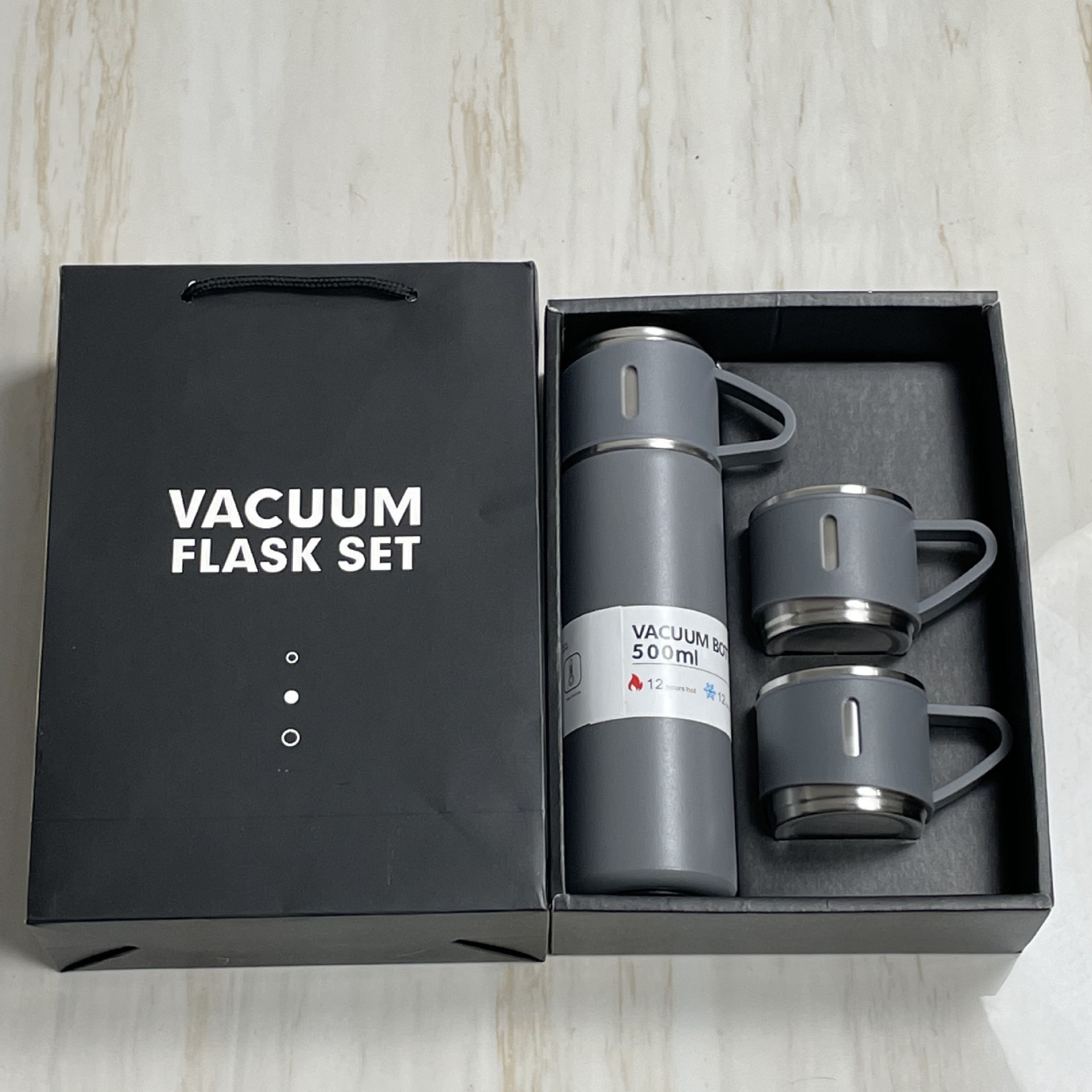 500Ml Stainless Steel Water Bottle Set With 3 Cups Vacuum Insulated Drinking Flask Best Gift For Christmas Business Gifts 5 Colors To Choose