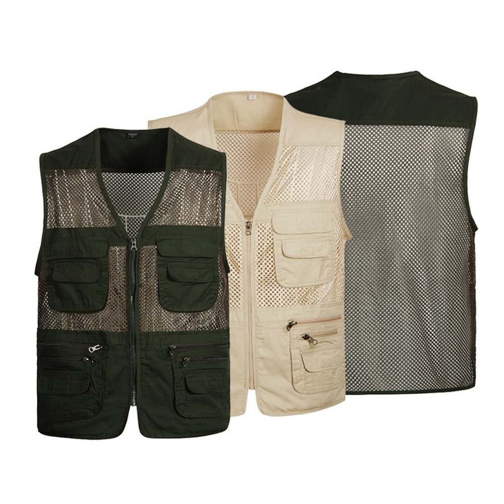 Men's Vests Large Size Mesh Quick-Drying Vests Male with Many Pockets Mens Breathable Multi-pocket Fishing Vest Work Sleeveless Jacket 230721