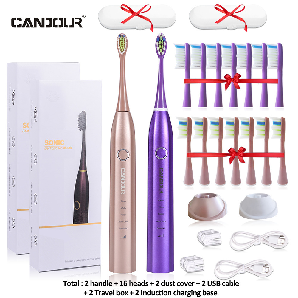 Toothbrush CANDOUR CD-5168 sonic Electric toothbrush rechargeable toothbrush IPX8 waterproof 15 mode USB charger replacement head set 230720