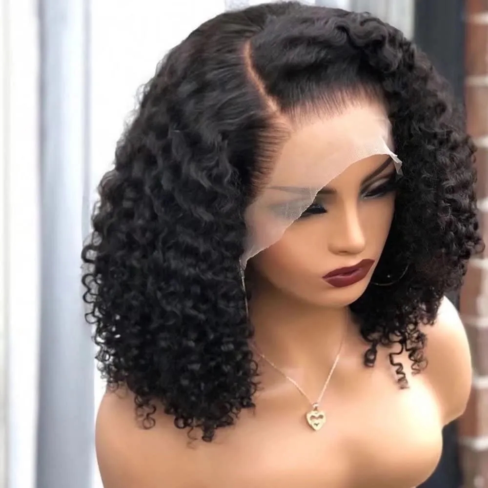 Jerry curly lace front human hair wig afro kinky curly 14inch hd transparent pre pllucked natural cheap for sale 130%density