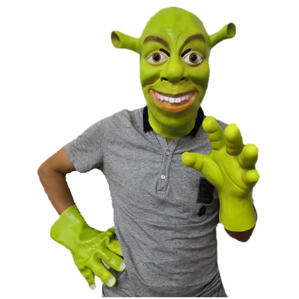 Party Masks Adult Funny Green Shrek Mask Gloves Claws Movie Anime Cosplay Masquerade Prop Fancy Dress Halloween Full Face 230721