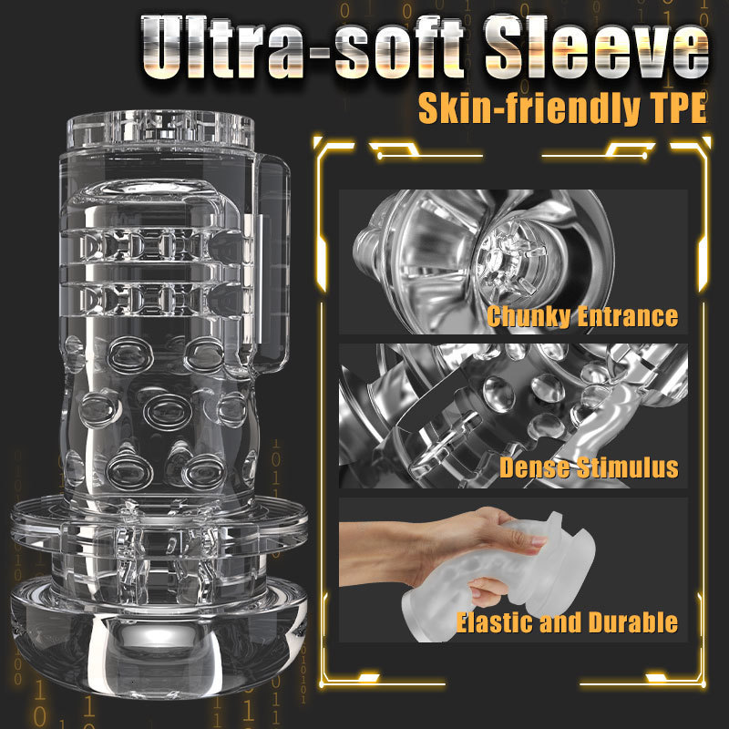 Masturbators 2-in-1 hand-held automatic male masturbator telescopic vibrator vaginal masturbation device Sex toy 230720