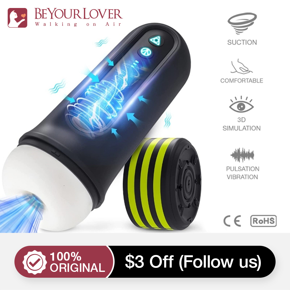 Masturbators BeYoulove automatic male masturbation cup vibration or suction climax wave electric machine adult sex toy oral sex stroke 230720