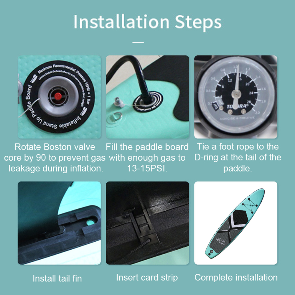 Kayak Accessories LinDo Inflatable Stand Up Paddle Board SUP Surfboard Water Sport Surf Set with Tail Fin Foot Rope Inflator 230720