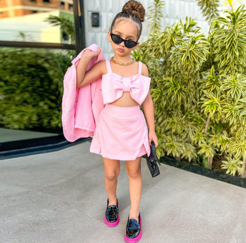 Clothing Sets Retail 2023 Baby Girls Fashion Pink 3 pieces Coat Top Skirts Princess Sweet Suits 2 7T 230720