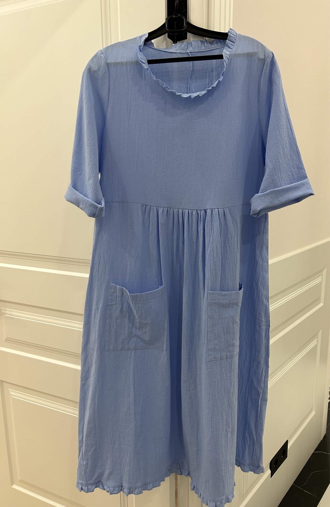 Basic Cotton En Casual S-5Xl Solid Color O-Neck Half Sleeve Women Long Vintage Large Size A-E Dress Summer Autumn Dresses 230720