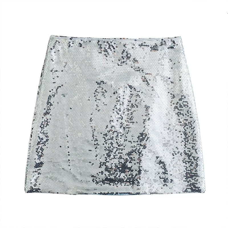 Skirts Sequin Side Split Overskirt Ladies 2023 Spring Street Style Hip Regulai Fit Fashion Women Mini Skirt 230720