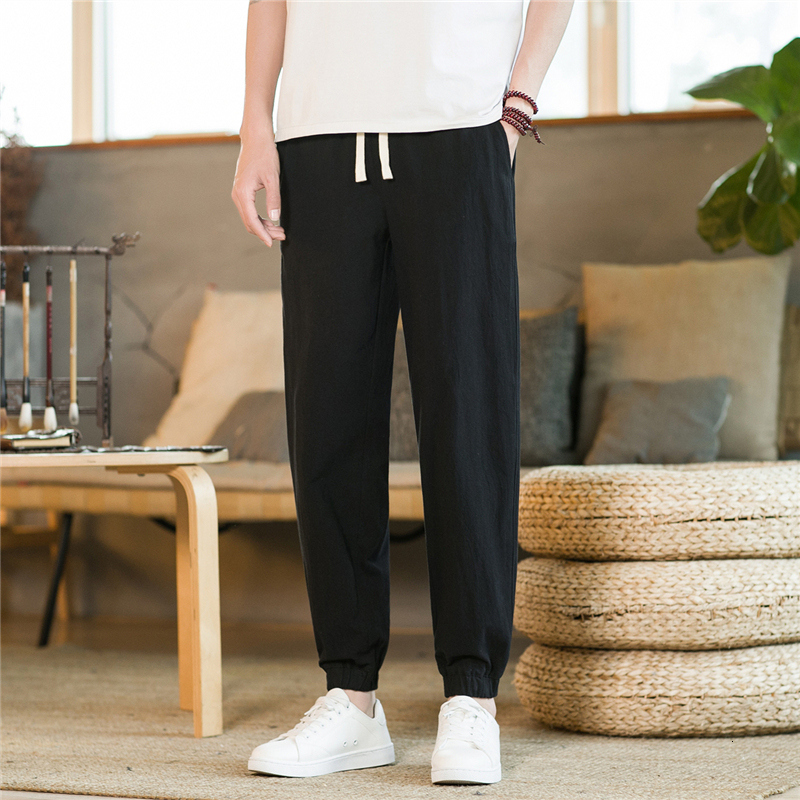 Mens Pants Spring and summer linen long legs thin breathable cut pants casual mens ice silk cotton sports chubby 230720
