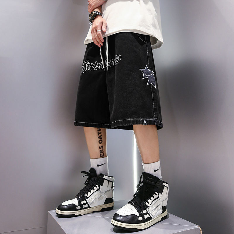 Womens Shorts Hip Hop Womens Summer Shorts Loose High Street Sports Pants Womens Short Jeans American Style Embroidery Denim Y2k Clothing 230720