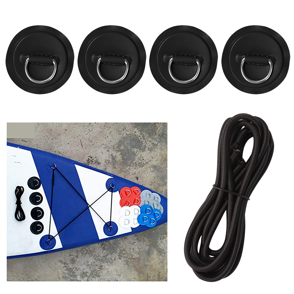 Kayak Accessories Surfboard Replacement Parts Kits Stainless Steel D Ring Patch 2 5m Elastic Rope for SUP Paddle Board 230720