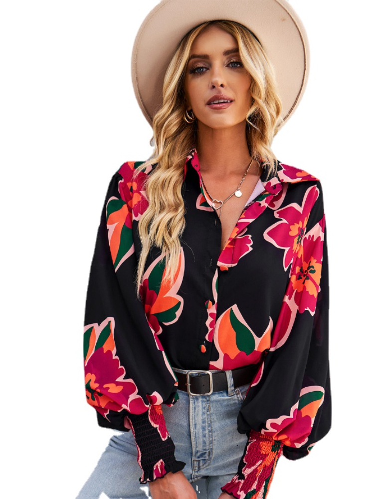 Women's T-Shirt Women Long Sleeve Cardigan Printed Tops 230720