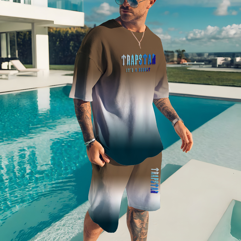 Men's Tracksuits Summer Fashion Casual Beach Shorts Set 3D Print ONeck Top Oversized Tshirt Sportswear 2 Pieces 230720