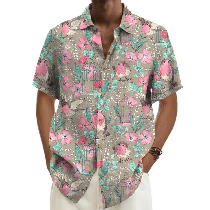 Mens Casual Shirts Hawaiian mens 3D floral print shirt summer fashion short sleeved Tshirt top casual pattern oversized clothing 230720