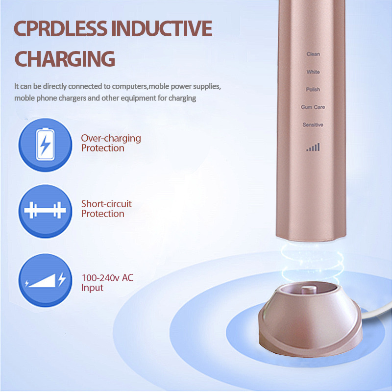 Toothbrush CANDOUR CD-5168 sonic Electric toothbrush rechargeable toothbrush IPX8 waterproof 15 mode USB charger replacement head set 230720