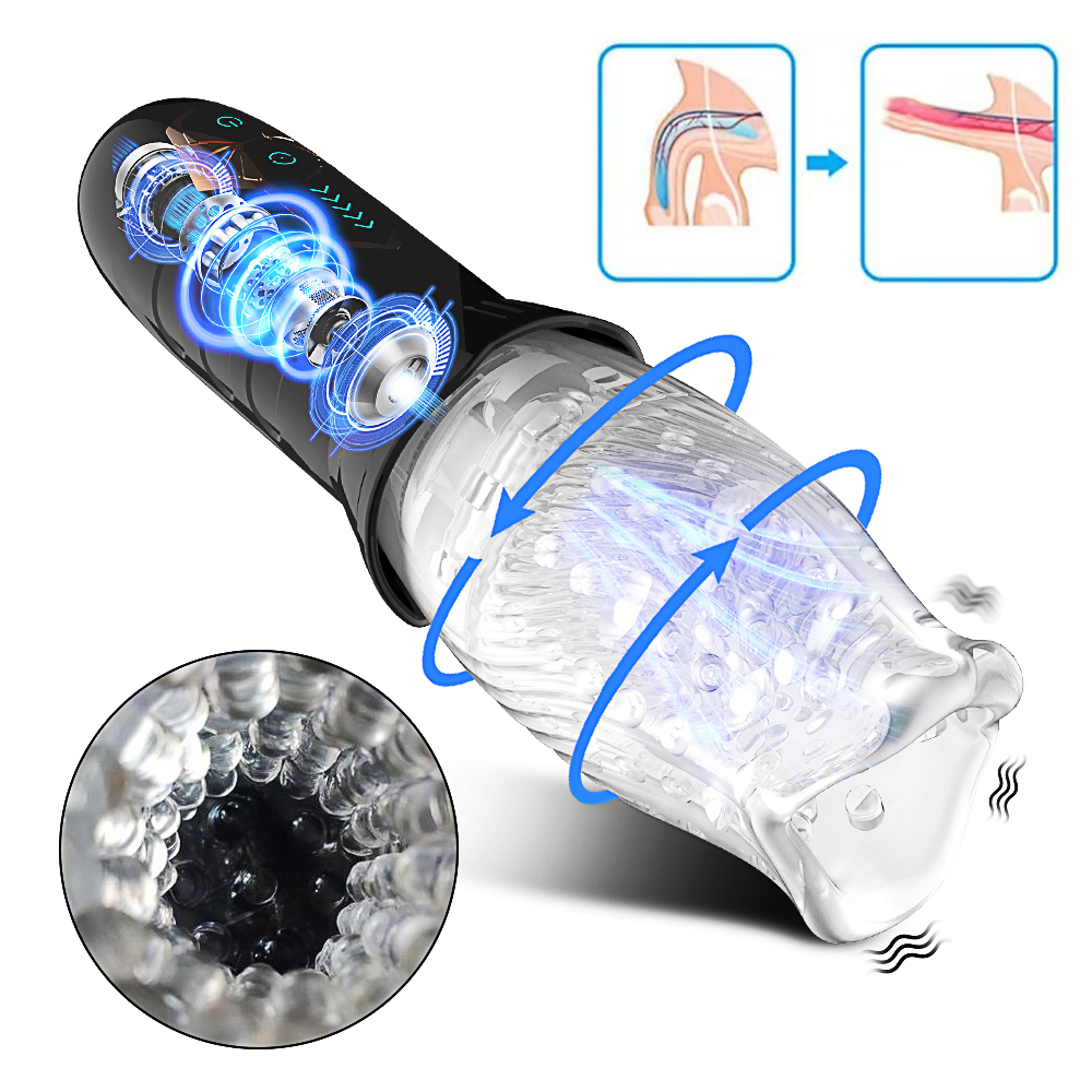 Masturbators Automatic rotating vibration massager cup suitable for men true oral sex gorgeous delay trainer penis massage male masturbation toys 2307