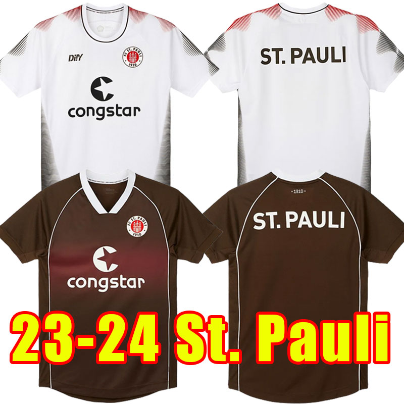 23 24 ST Pauli SOCCER JERSEYS HOME AWAY ST.Pauli BECKER 20 IRVINE 7 KYEREH 17 HARTEL 30 SMITH 8 PAQARADA 23 MEDIC 18 2023 2024 JERSEY FOOTBALL SHIRTS WHITE BLACK TOP
