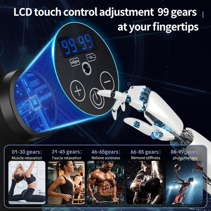 Full Body Massager Health Manager LCD Display Massage Gun Level 99 Massage Machine Muscle Pain Body Neck Massage Exercise Relaxation Pain Relief 23072