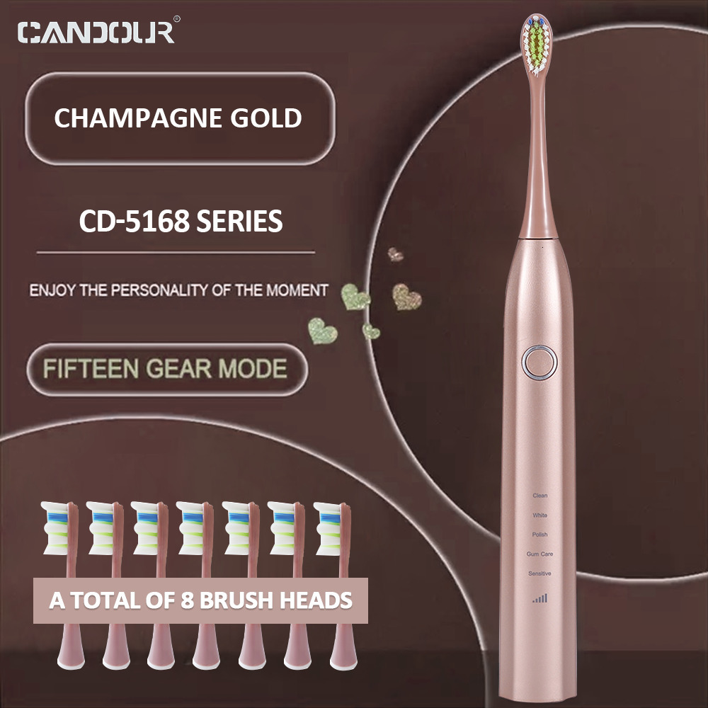 Toothbrush CANDOUR CD-5168 sonic Electric toothbrush rechargeable toothbrush IPX8 waterproof 15 mode USB charger replacement head set 230720