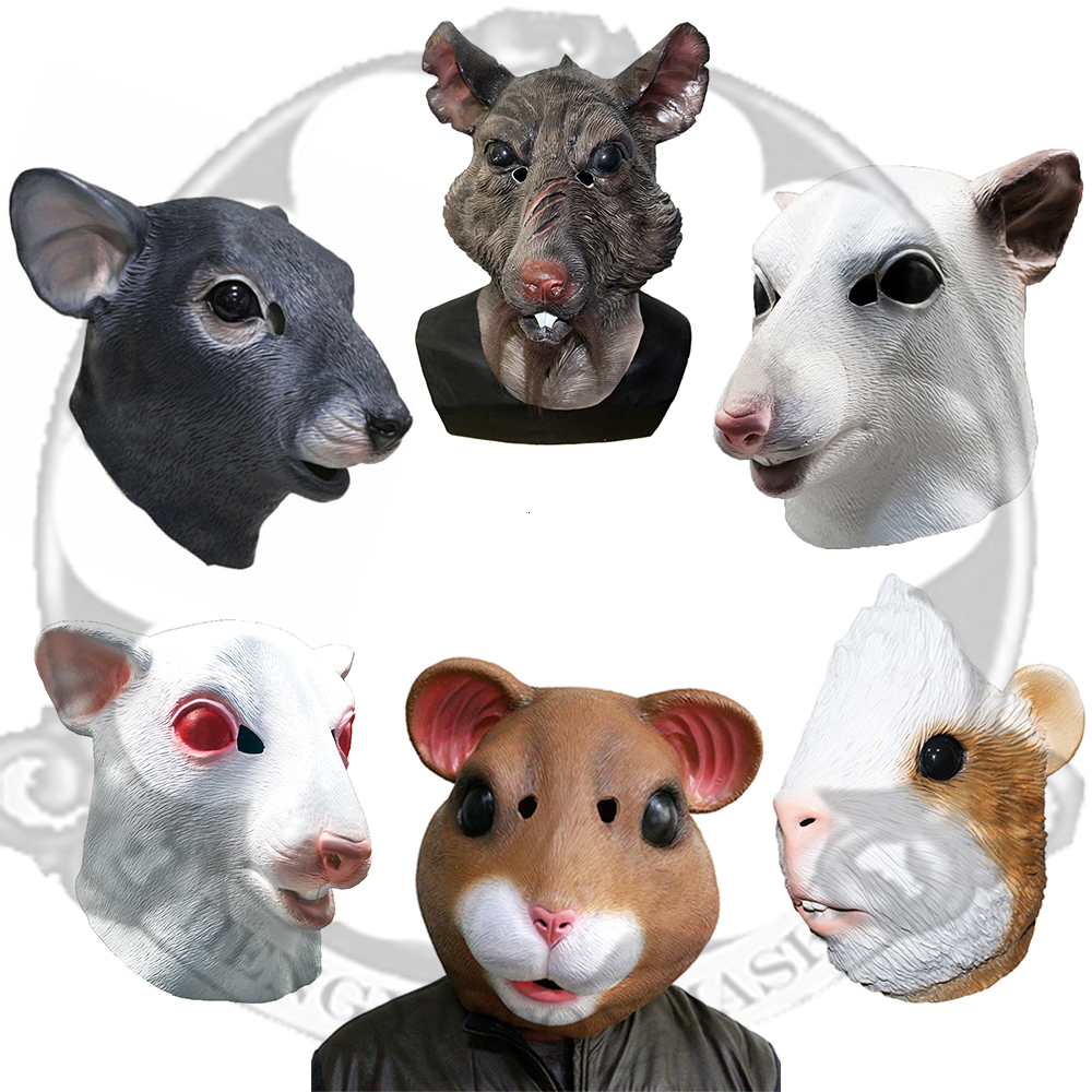 Party Masks Realistic Mouse Mask Halloween Animal Rat Cosplay Full Face Latex Zoo Fancy Dress Costume Props for Adults 230721