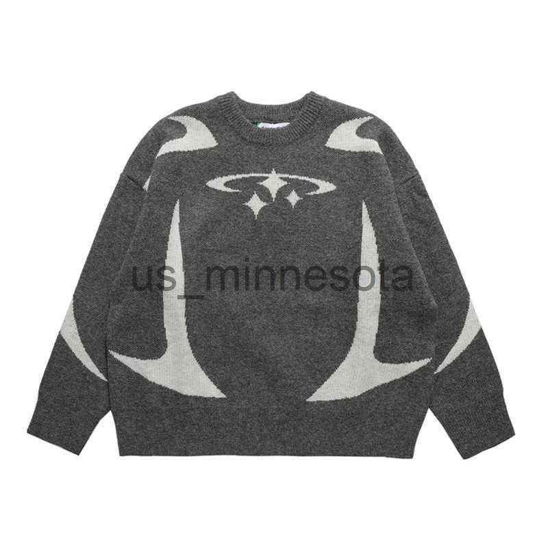 Men's Sweaters Men's Vintage Knitwear Y2K Stars Graphic Sweaters Winter Harajuku Oversized Pullover Sweater Unisex Aesthetic Clothes For Tee